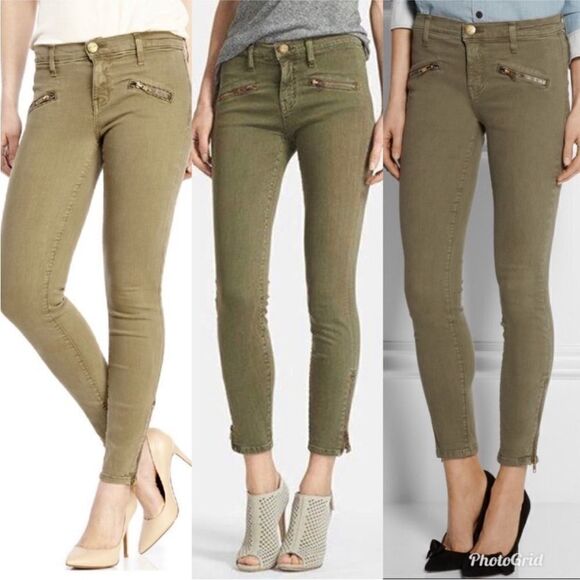Revolve CURRENT ELLIOTT Soho Zip Stiletto Pants in Army Green - Picture 1 of 10